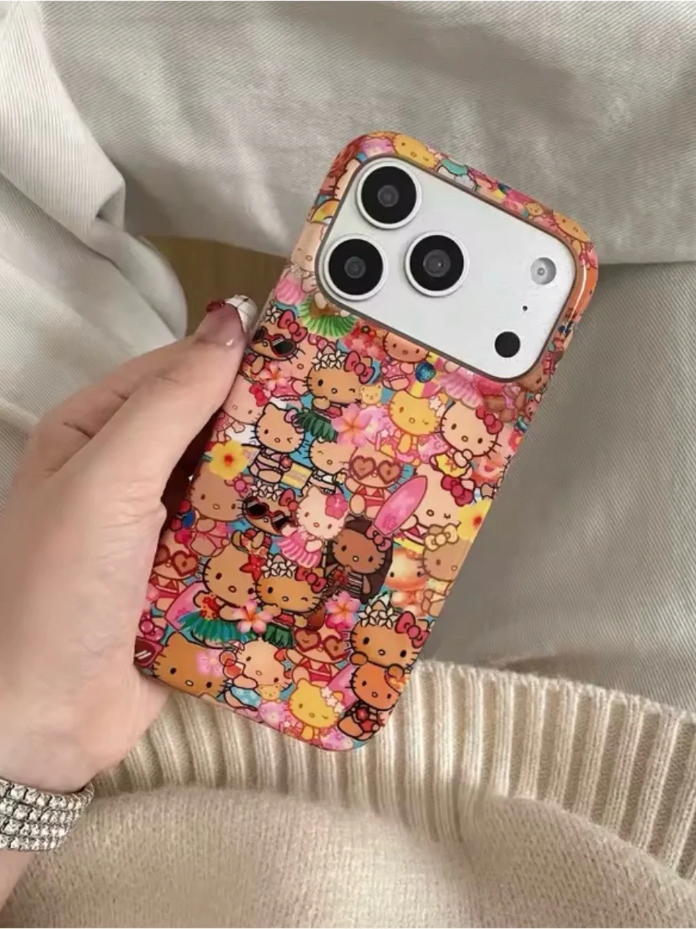 Hello Kitty Floral Pattern Pink Phone Case -  Iphone 17 pro max